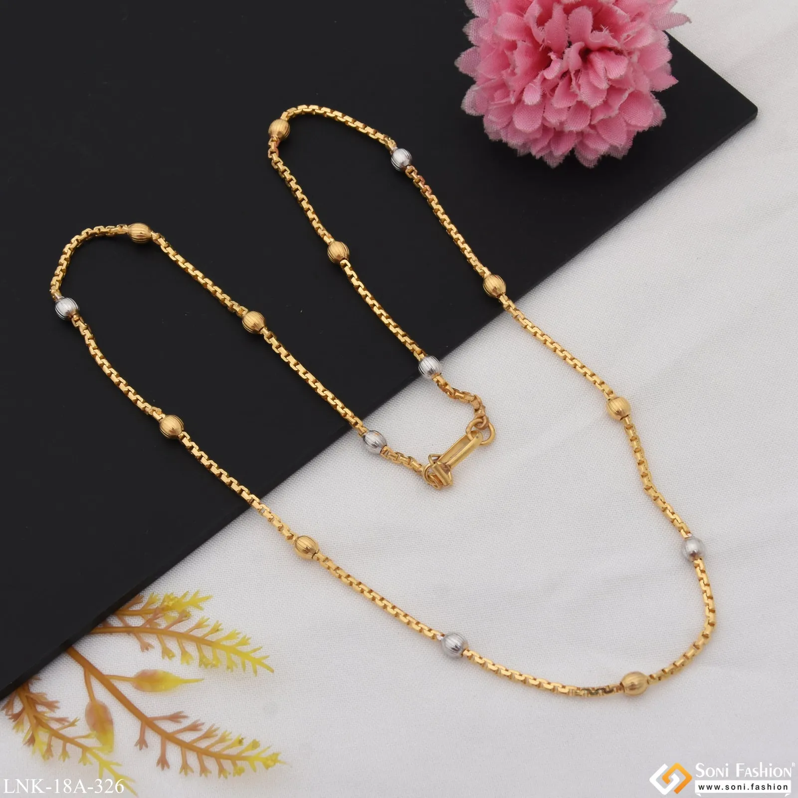 1 Gram Gold Plated Fashionable Glittering Design Chain for Ladies - Style A326