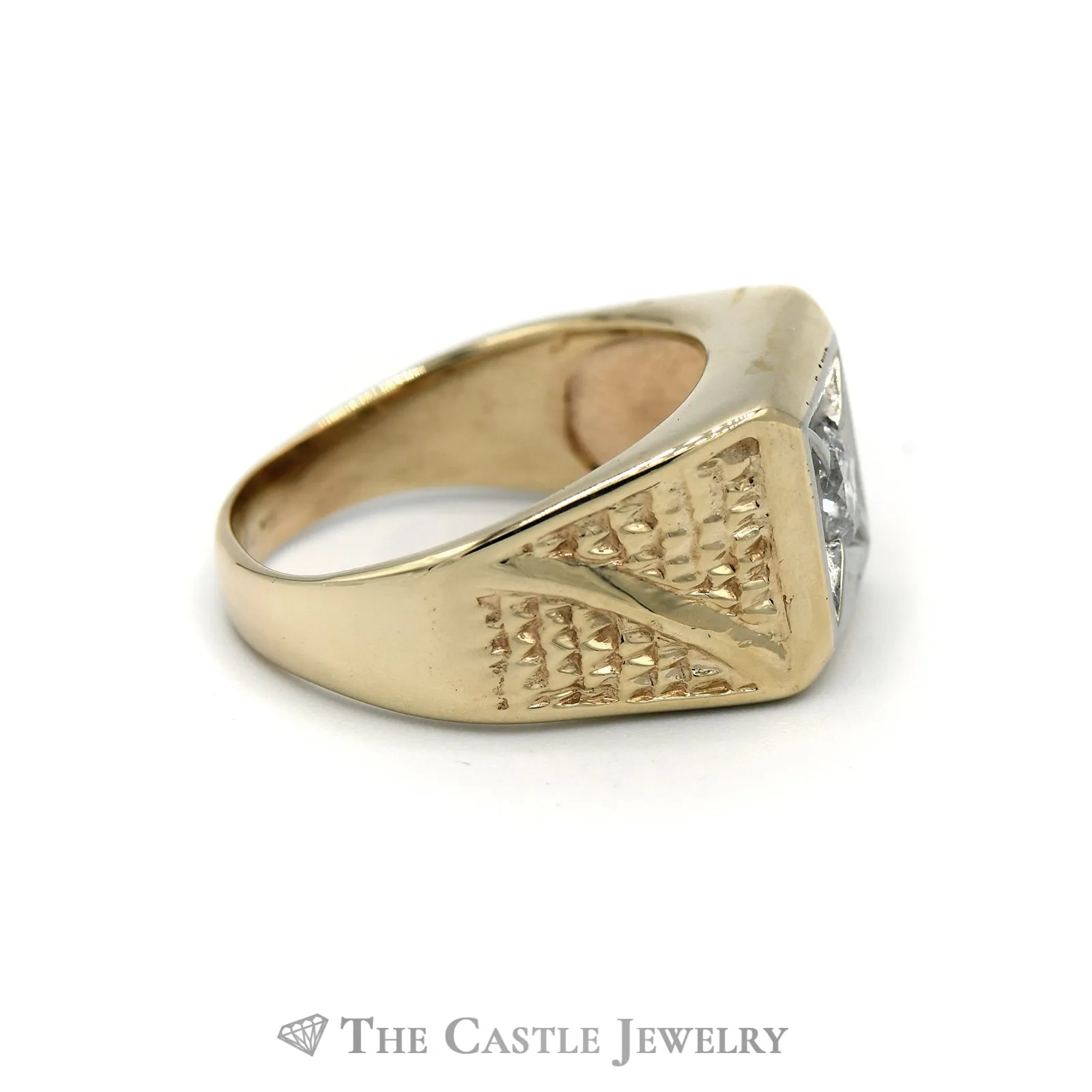 1/2CTTW Round Cut Diamond Solitaire Ring with Fancy Designed Sides in 14KT Yellow Gold