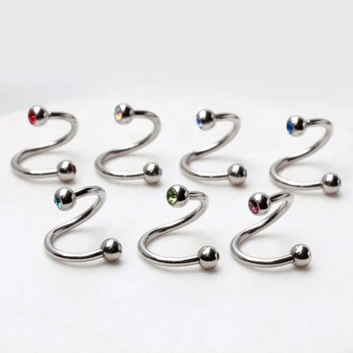 316L Surgical Steel Twist with Gemmed Balls