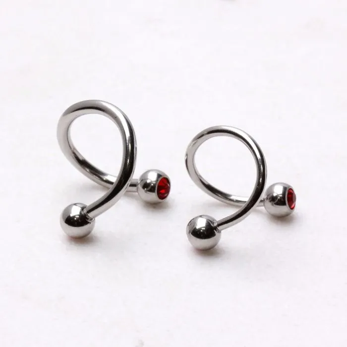 316L Surgical Steel Twist with Gemmed Balls