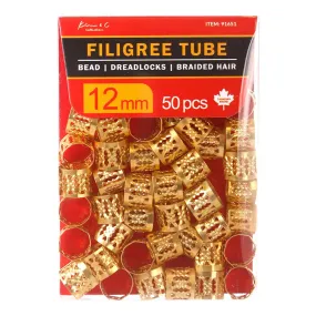 50 Gold Filigree Tubes - 12mm #91651