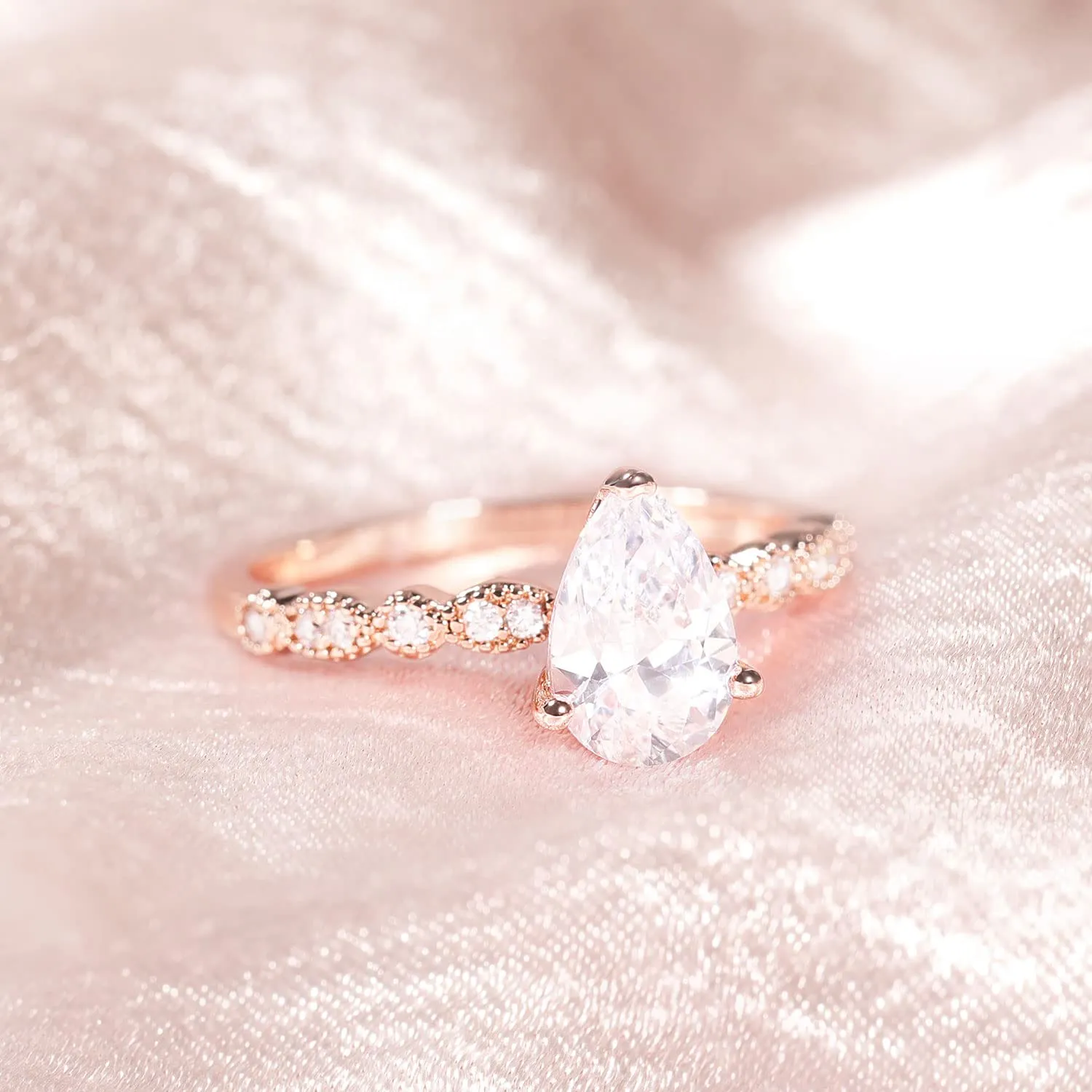 925 Sterling Silver Teardrop Engagement Ring
