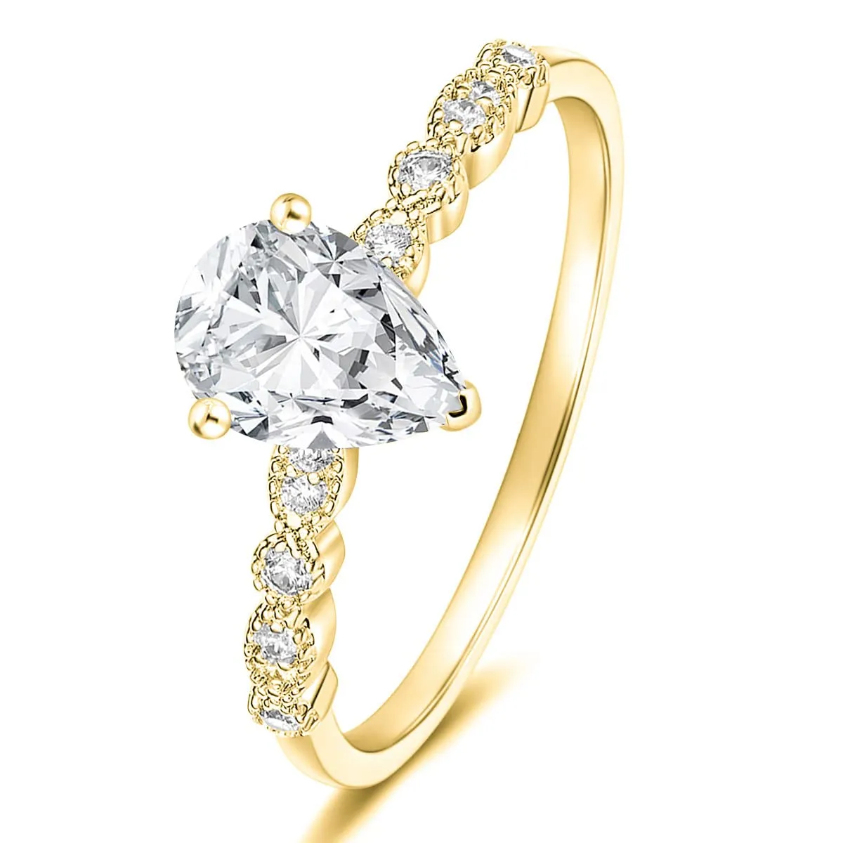 925 Sterling Silver Teardrop Engagement Ring
