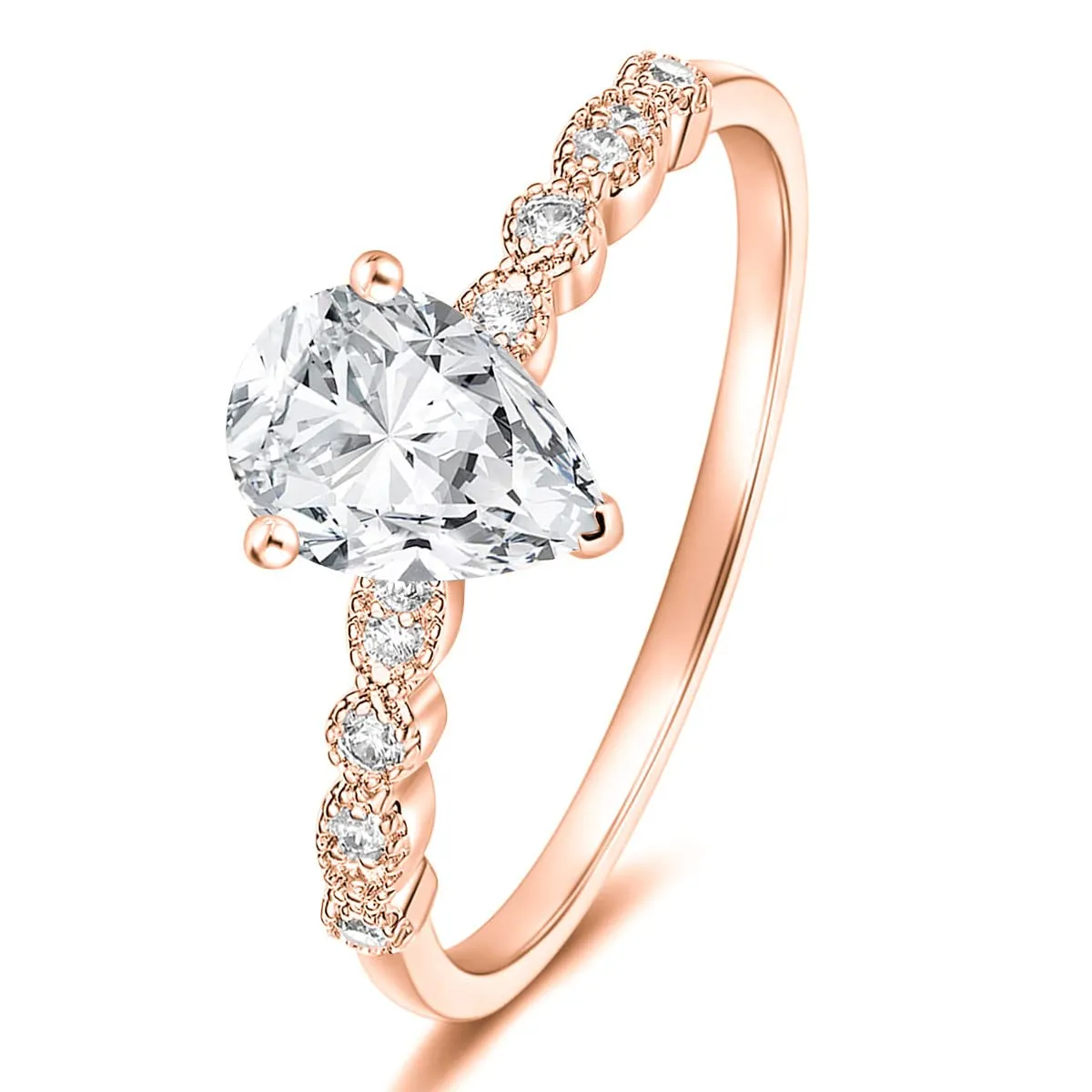 925 Sterling Silver Teardrop Engagement Ring