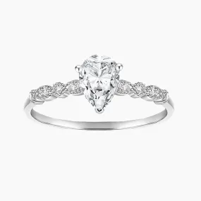 925 Sterling Silver Teardrop Engagement Ring