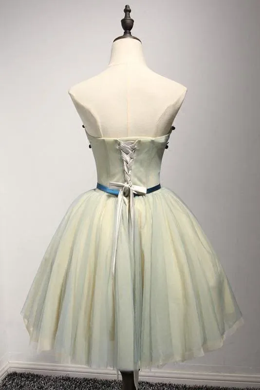 A Line Sweetheart Cute Homecoming Appliques Mini Short Dress with Belt