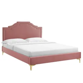 Adelaide Performance Velvet Full Platform Bed By Modway - MOD-6856 - Dusty Rose