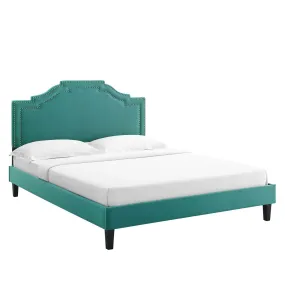 Adelaide Performance Velvet King Platform Bed By Modway - MOD-6864 - Teal