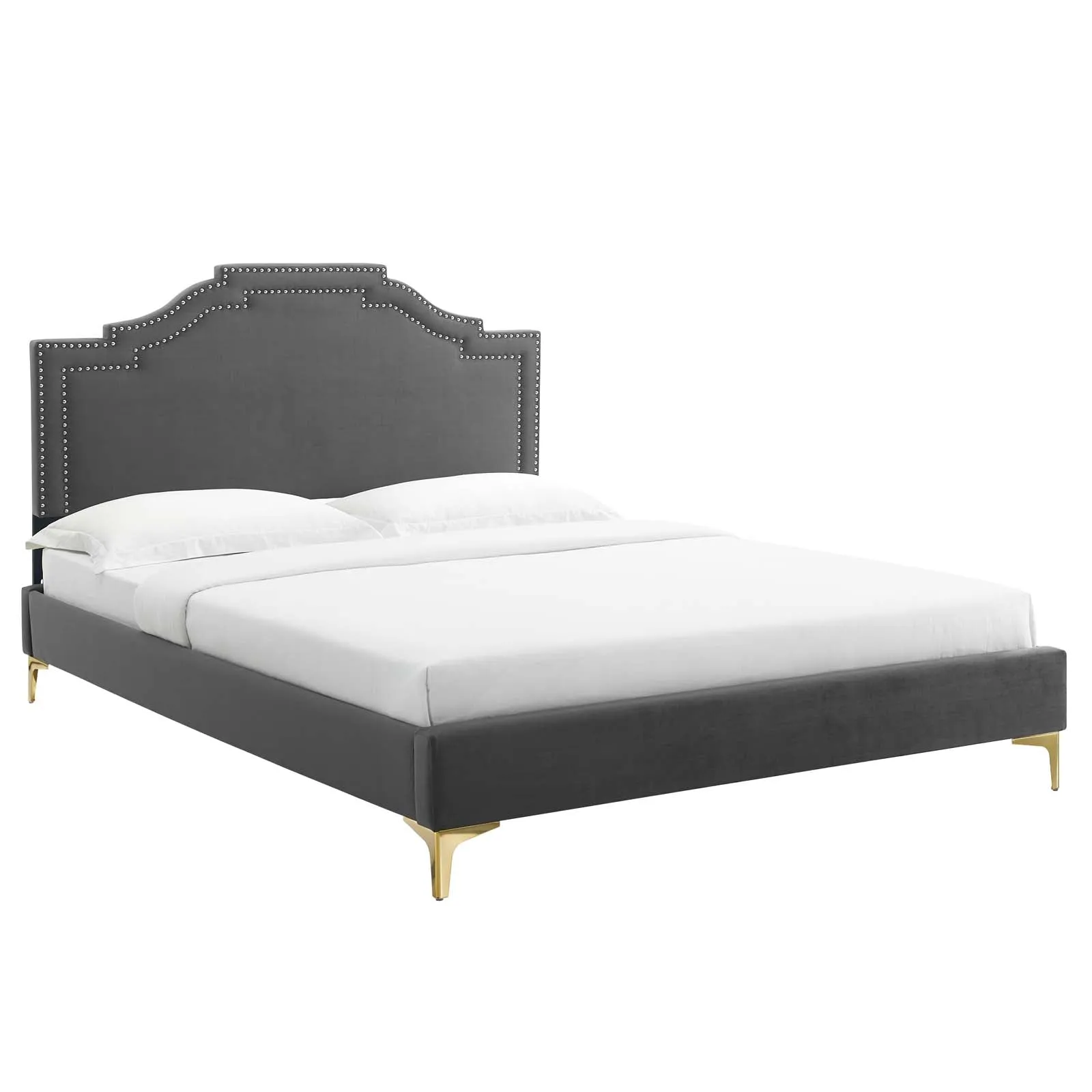 Adelaide Performance Velvet Twin Platform Bed By Modway - MOD-6850 - Charcoal