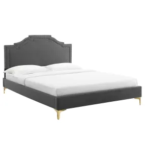 Adelaide Performance Velvet Twin Platform Bed By Modway - MOD-6850 - Charcoal