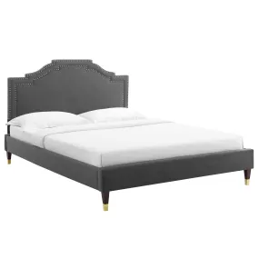 Adelaide Performance Velvet Twin Platform Bed By Modway - MOD-6851 - Charcoal