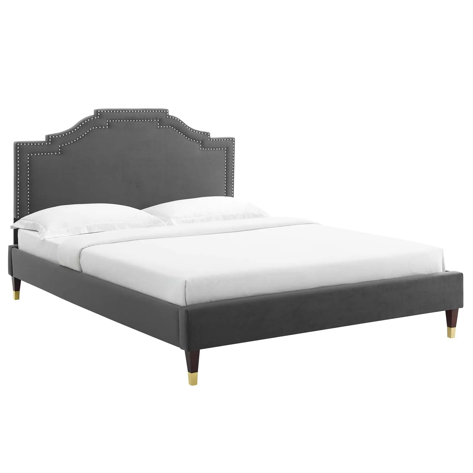Adelaide Performance Velvet Twin Platform Bed By Modway - MOD-6851 - Charcoal