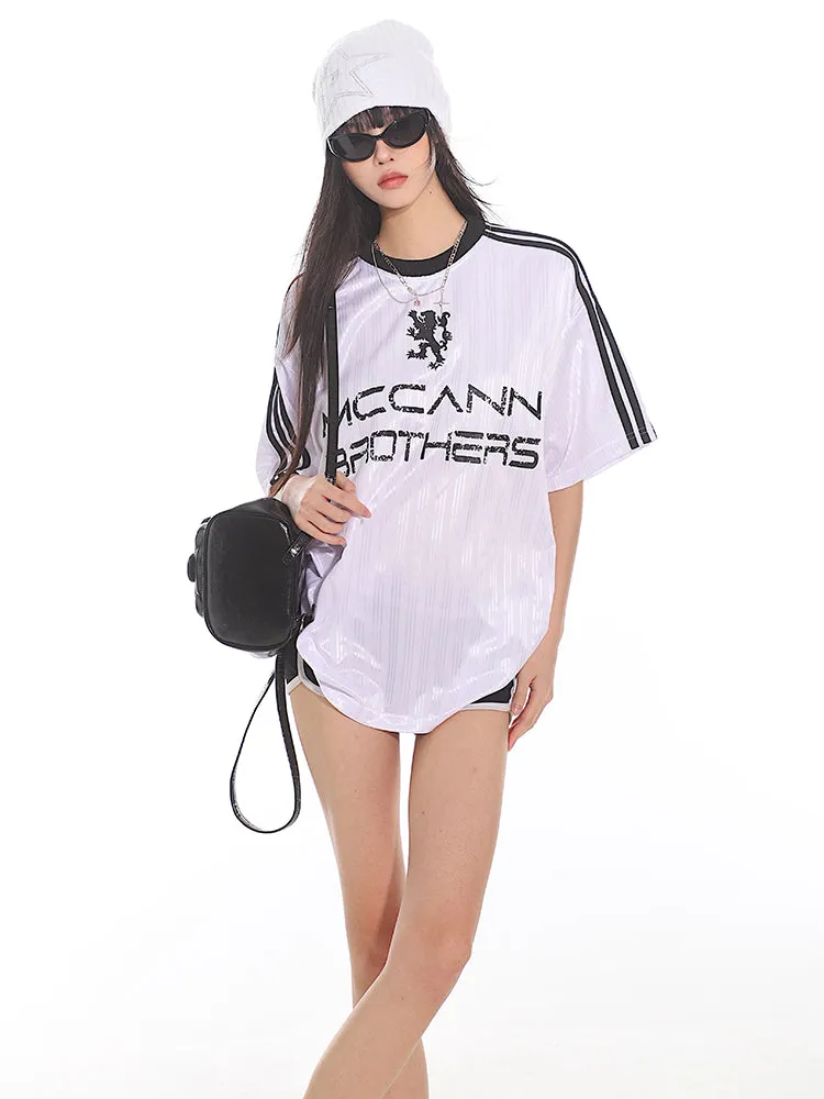 American Sports Jersey Loose Raglan Sleeve T-shirt UNC0145