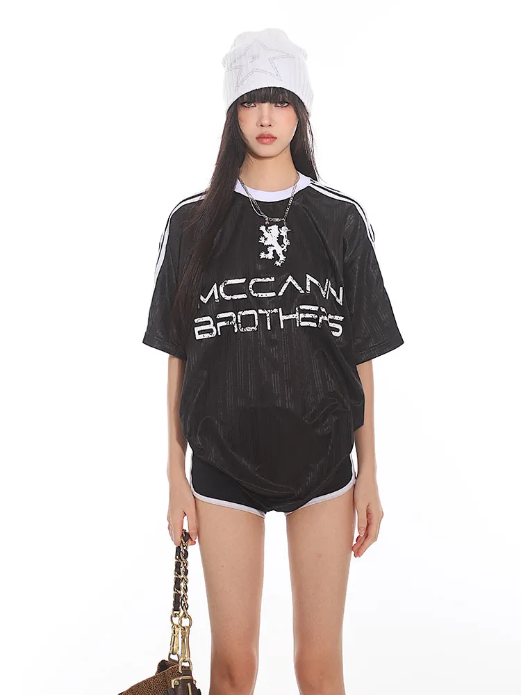American Sports Jersey Loose Raglan Sleeve T-shirt UNC0145
