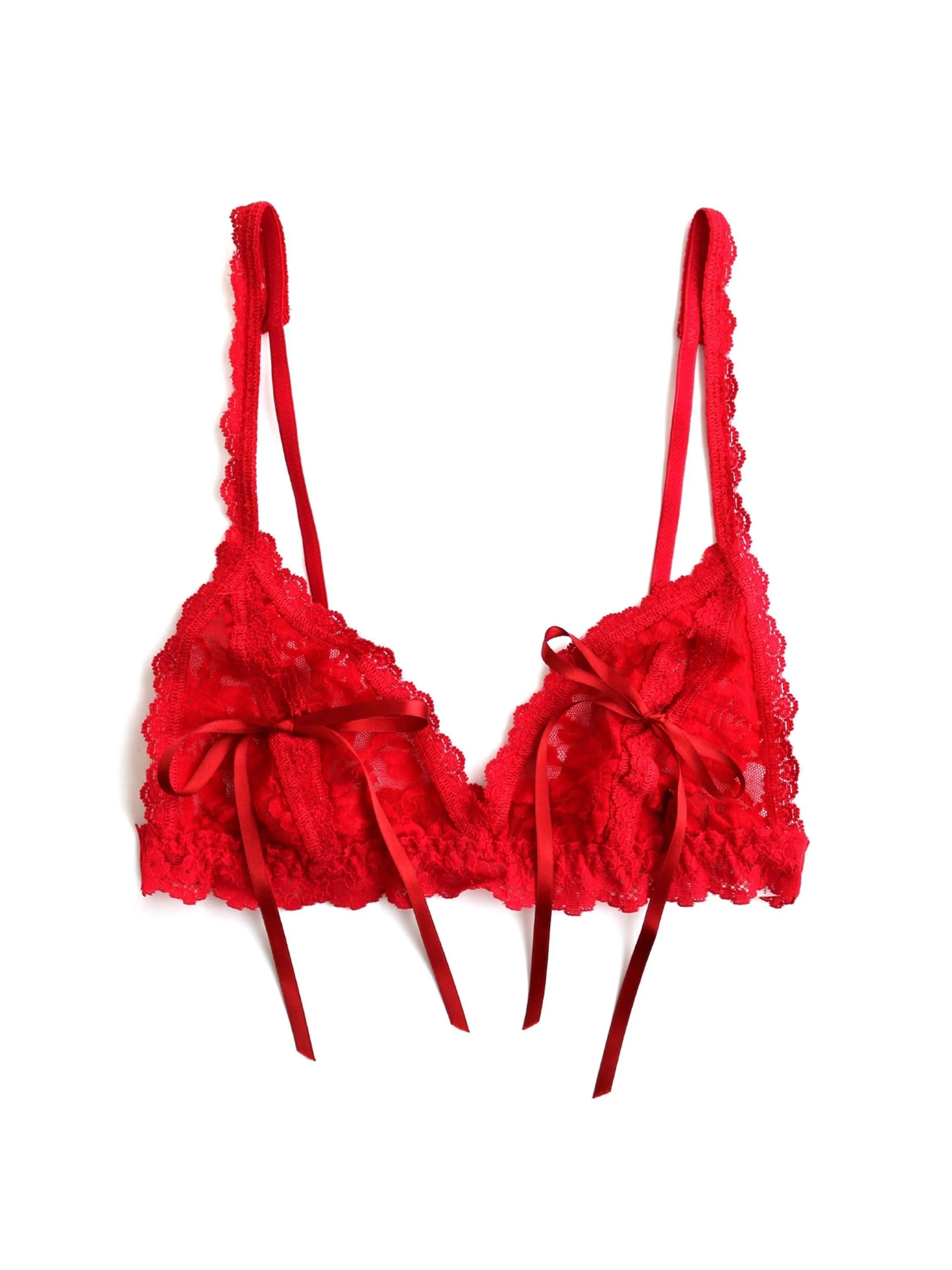 &oh™ Peek-a-Boo Lace Tie Bralette Red