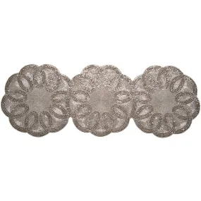 Ans Beaded Flower Runner - Crystal-Silver 13 X 36In-BRN25100A