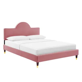 Aurora Performance Velvet Twin Bed By Modway - MOD-7030 - Dusty Rose