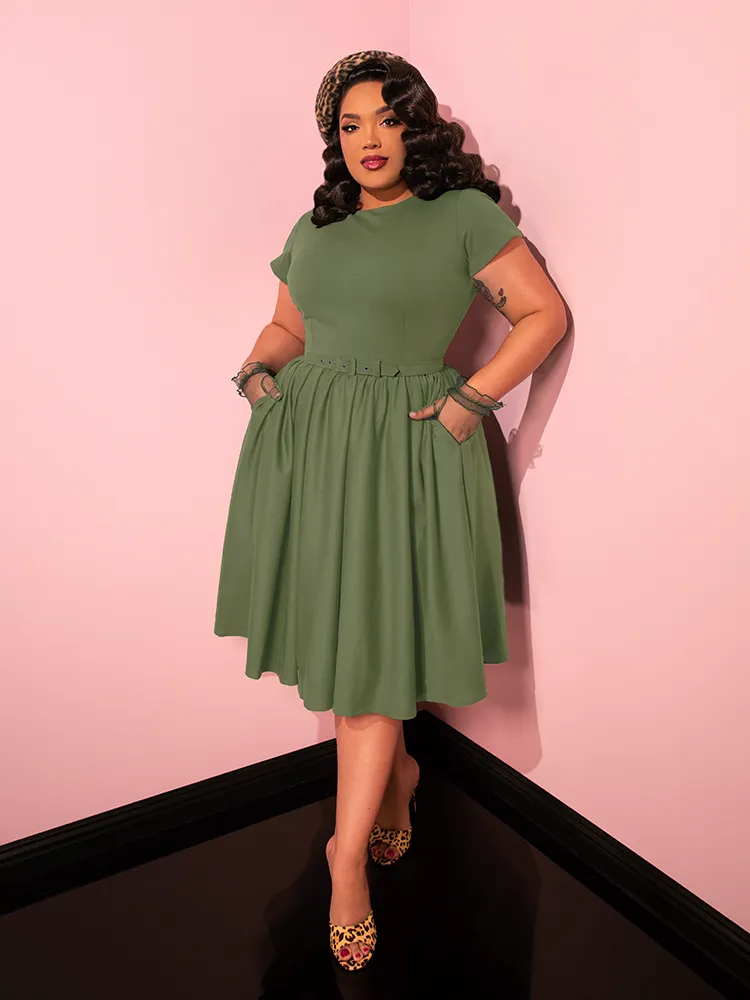 Avon Swing Dress in Sage Green - Vixen by Micheline Pitt