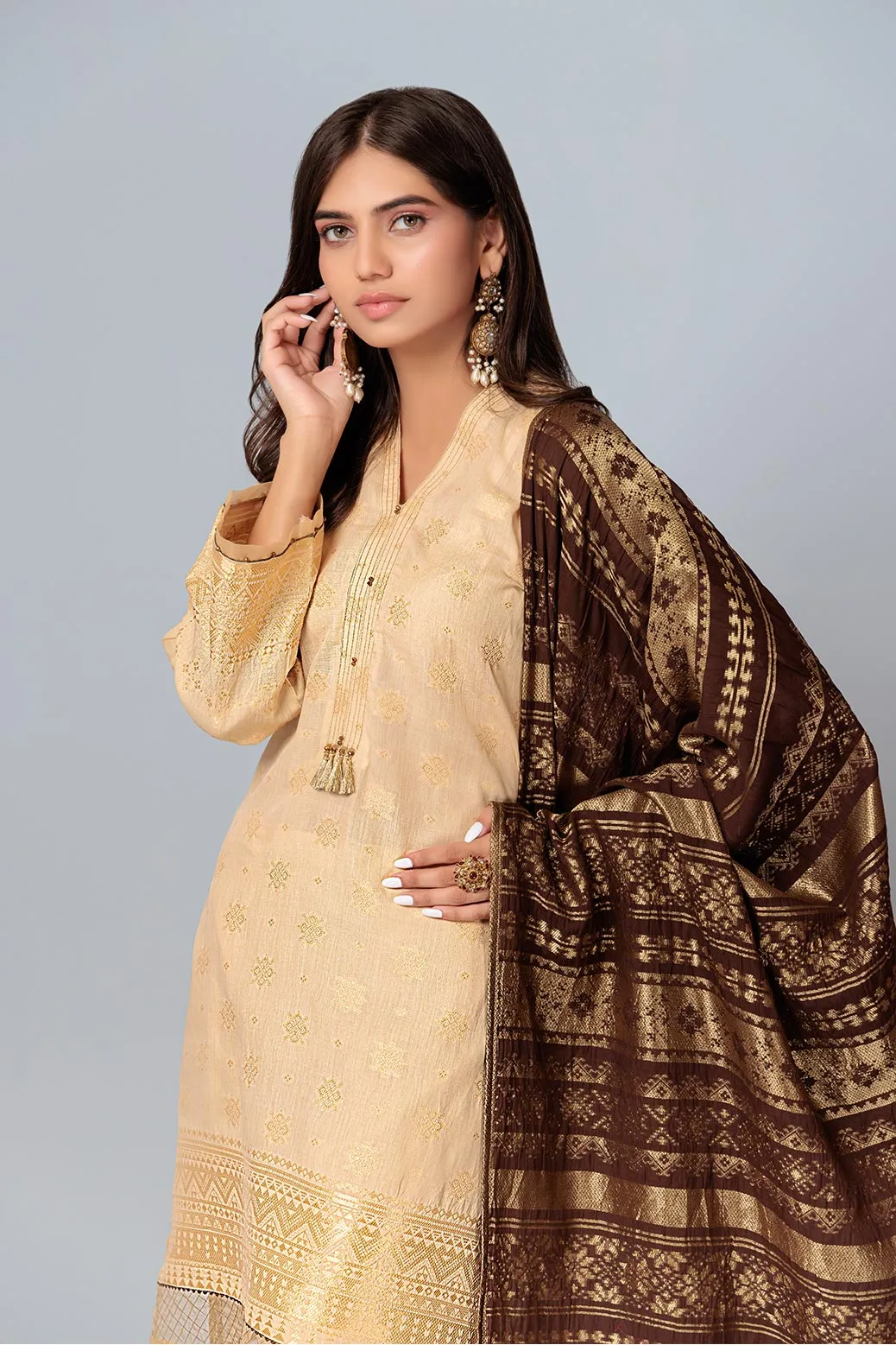 BEIGE-JACQUARD-3 PIECE (ABN233P11B)