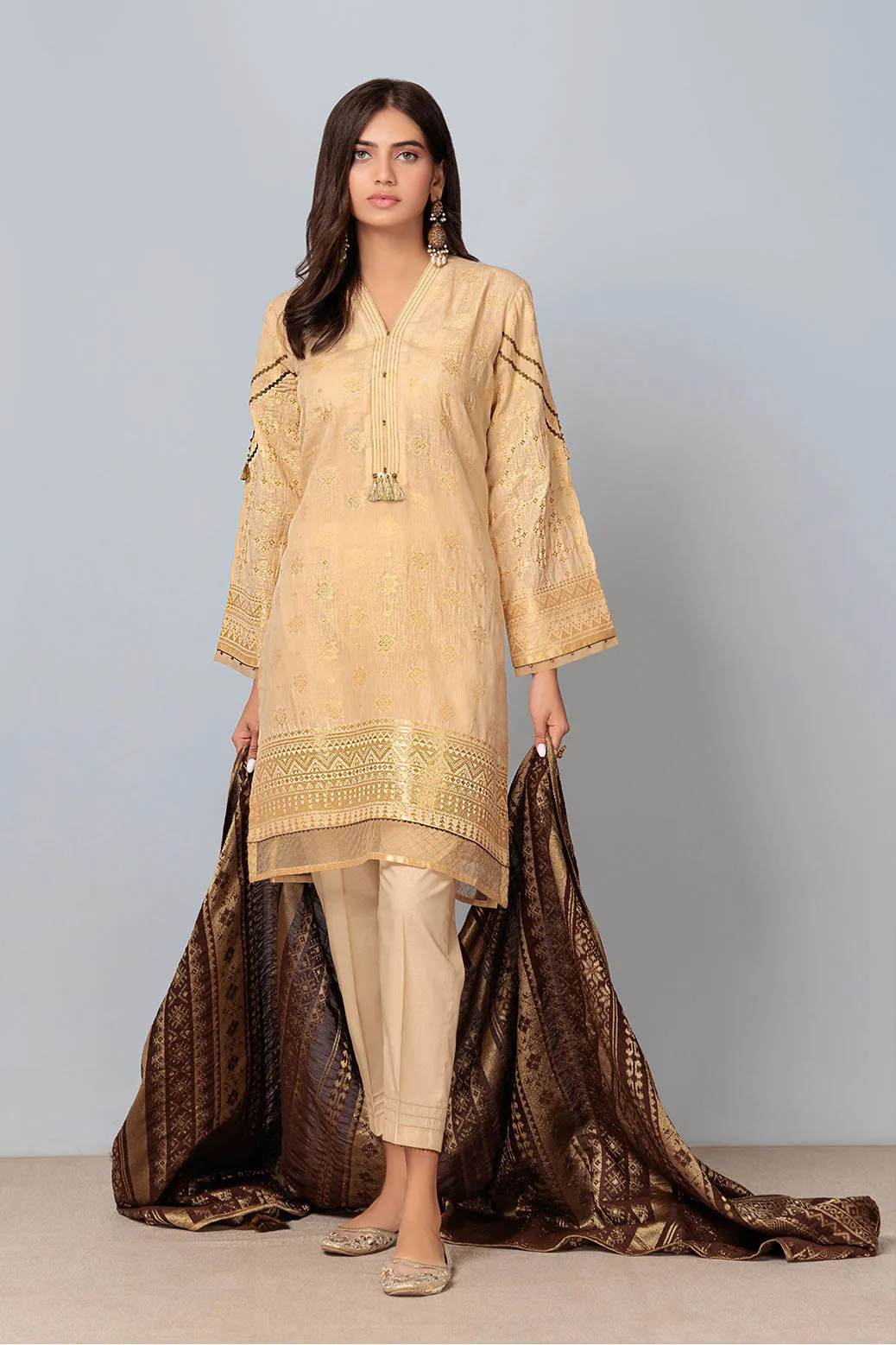 BEIGE-JACQUARD-3 PIECE (ABN233P11B)