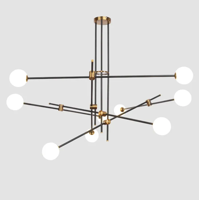 Black & Brass Deco Chandelier