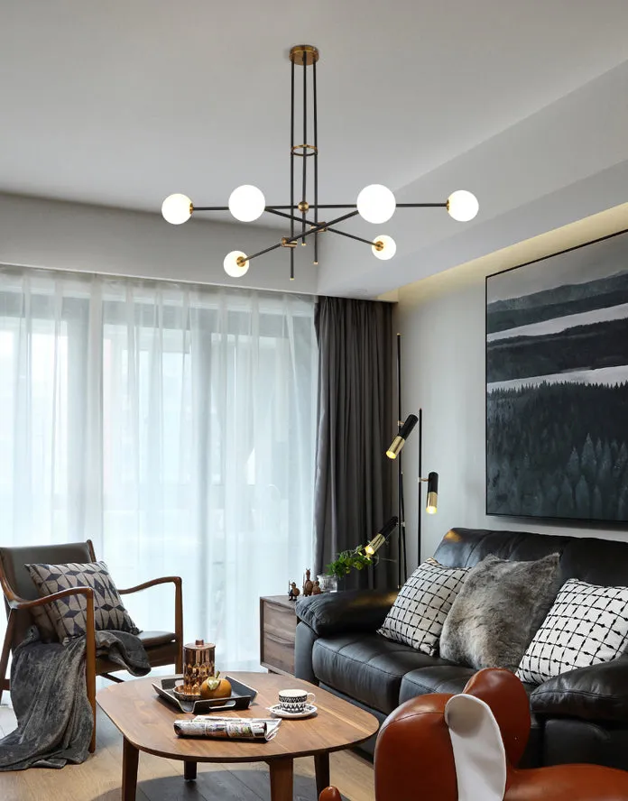 Black & Brass Deco Chandelier