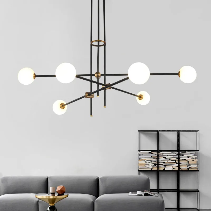Black & Brass Deco Chandelier