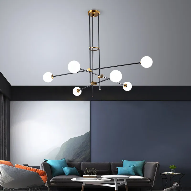 Black & Brass Deco Chandelier