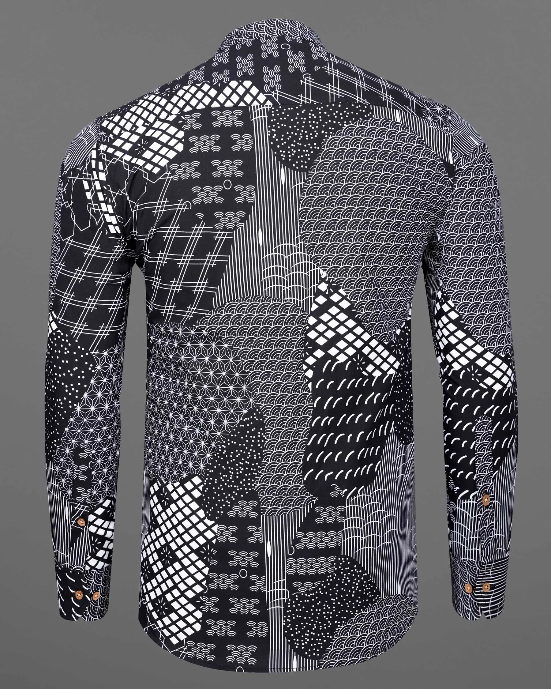 Black and White Quirky Printed Premium Cotton Designer Kurta Shirt