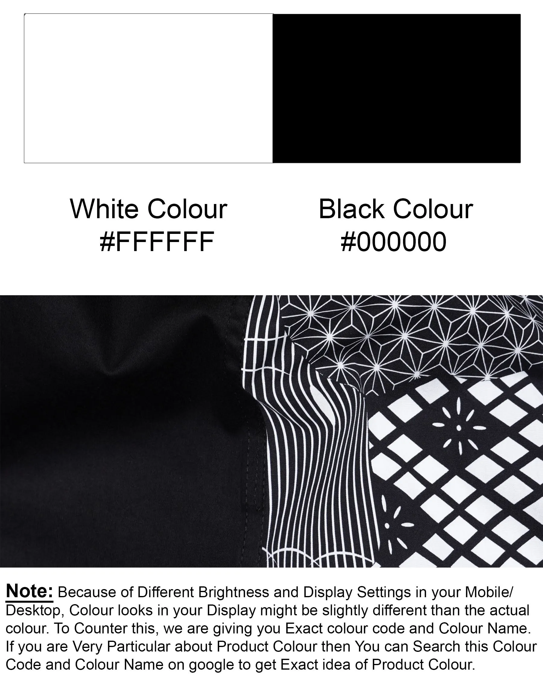 Black and White Quirky Printed Premium Cotton Designer Kurta Shirt