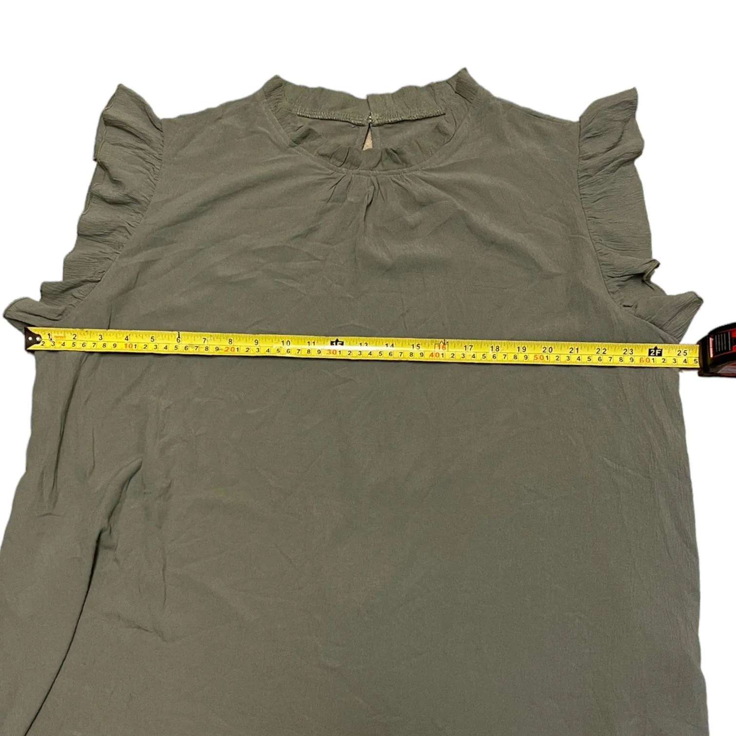 Bloomchic Plus Size Sage Green Ruffle Sleeveless Shirt 18/20