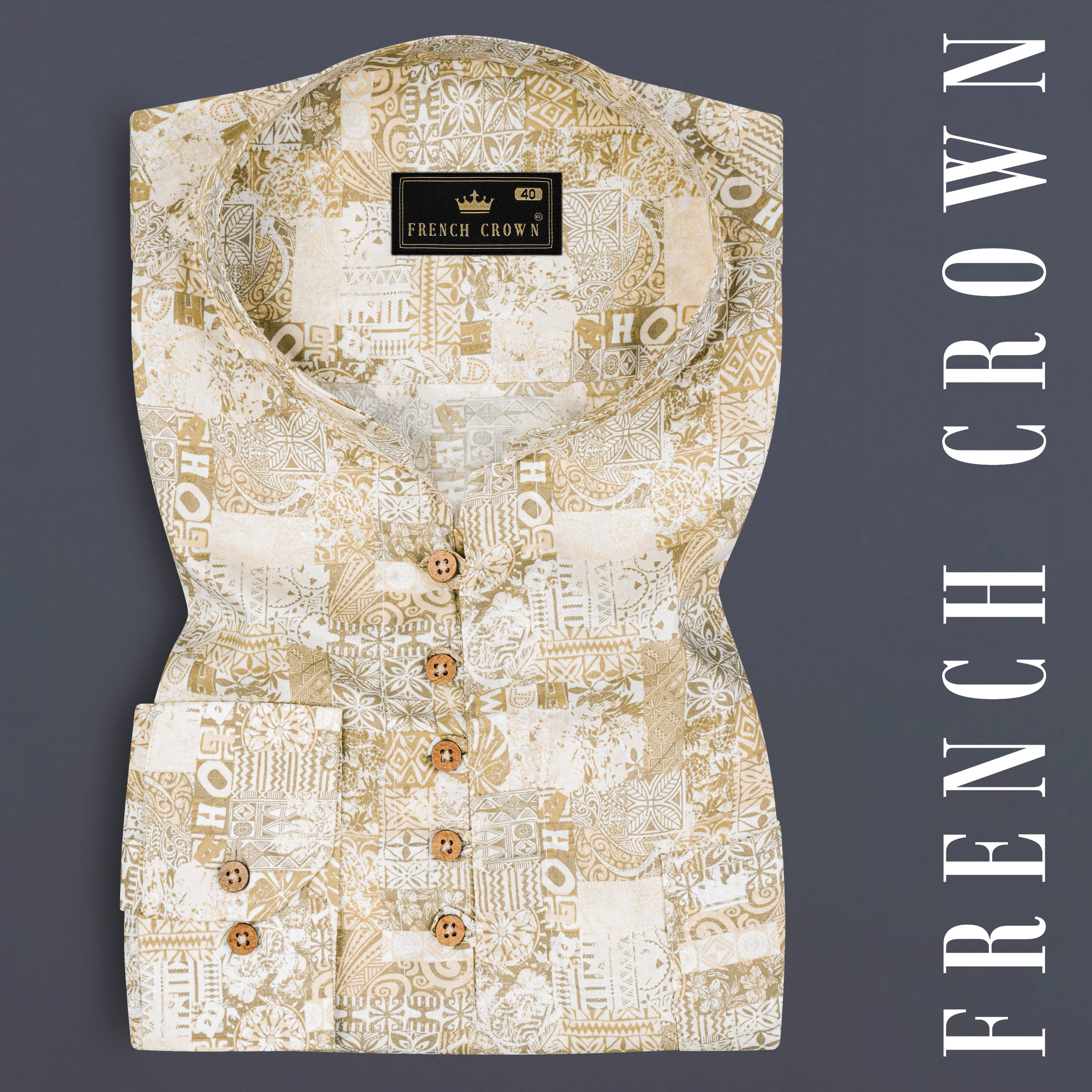 Blurry Wood and White Printed Premium Cotton Shirt