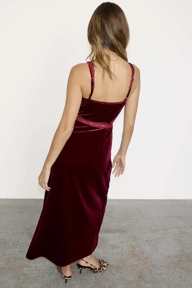 Burgundy Velvet Mimi Dress Petite