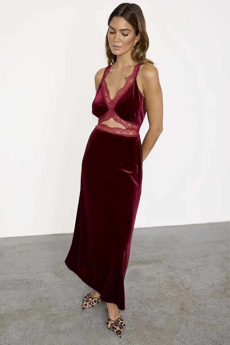 Burgundy Velvet Mimi Dress Petite