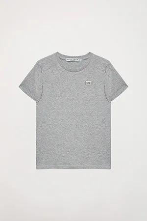Camiseta orgánica de manga corta gris vigoré Neutrals kids con logo