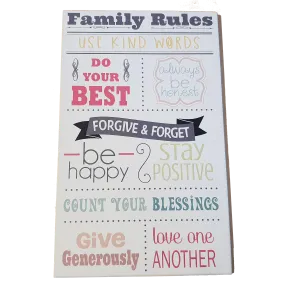 C&F Wooden Family Rules Quote Plaque