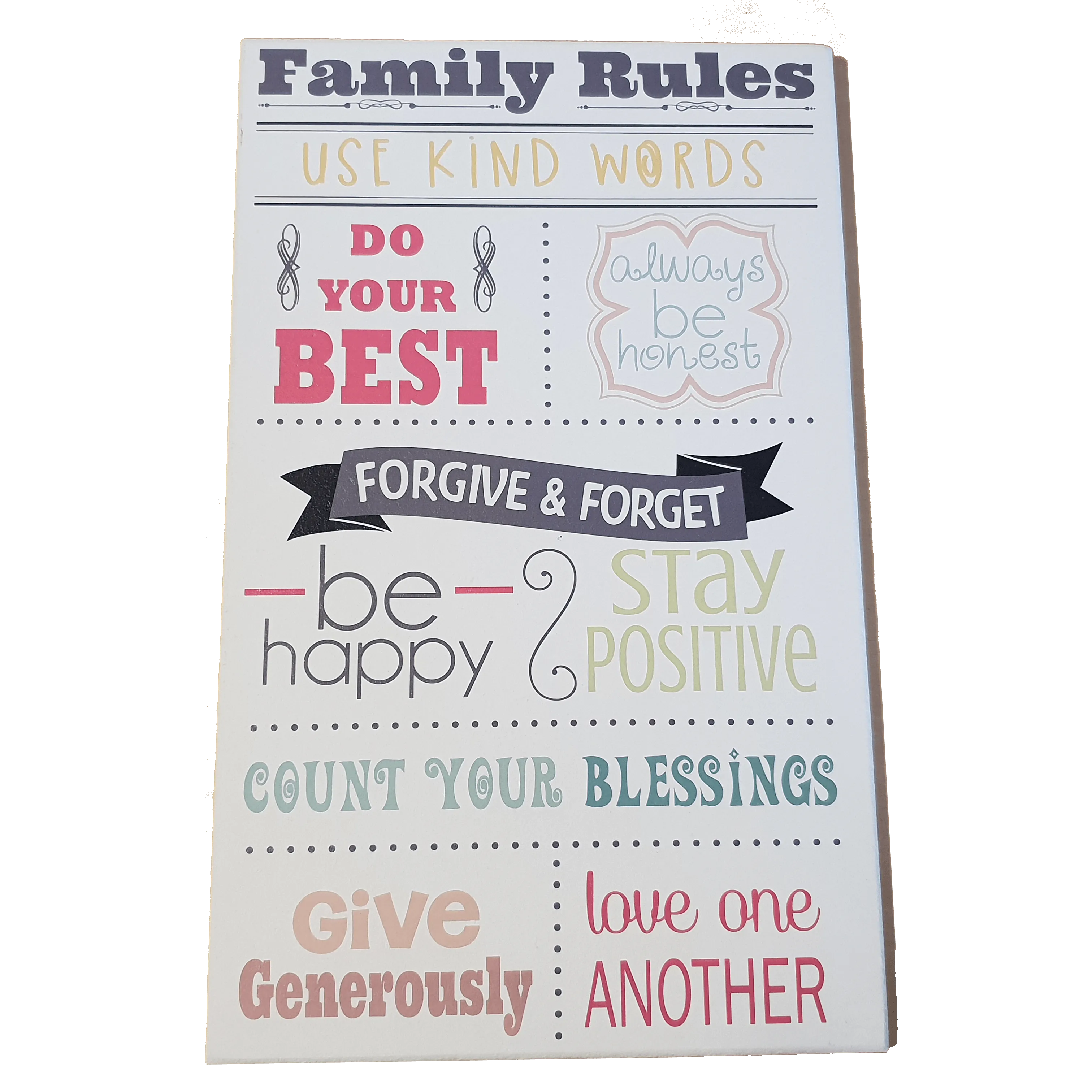 C&F Wooden Family Rules Quote Plaque