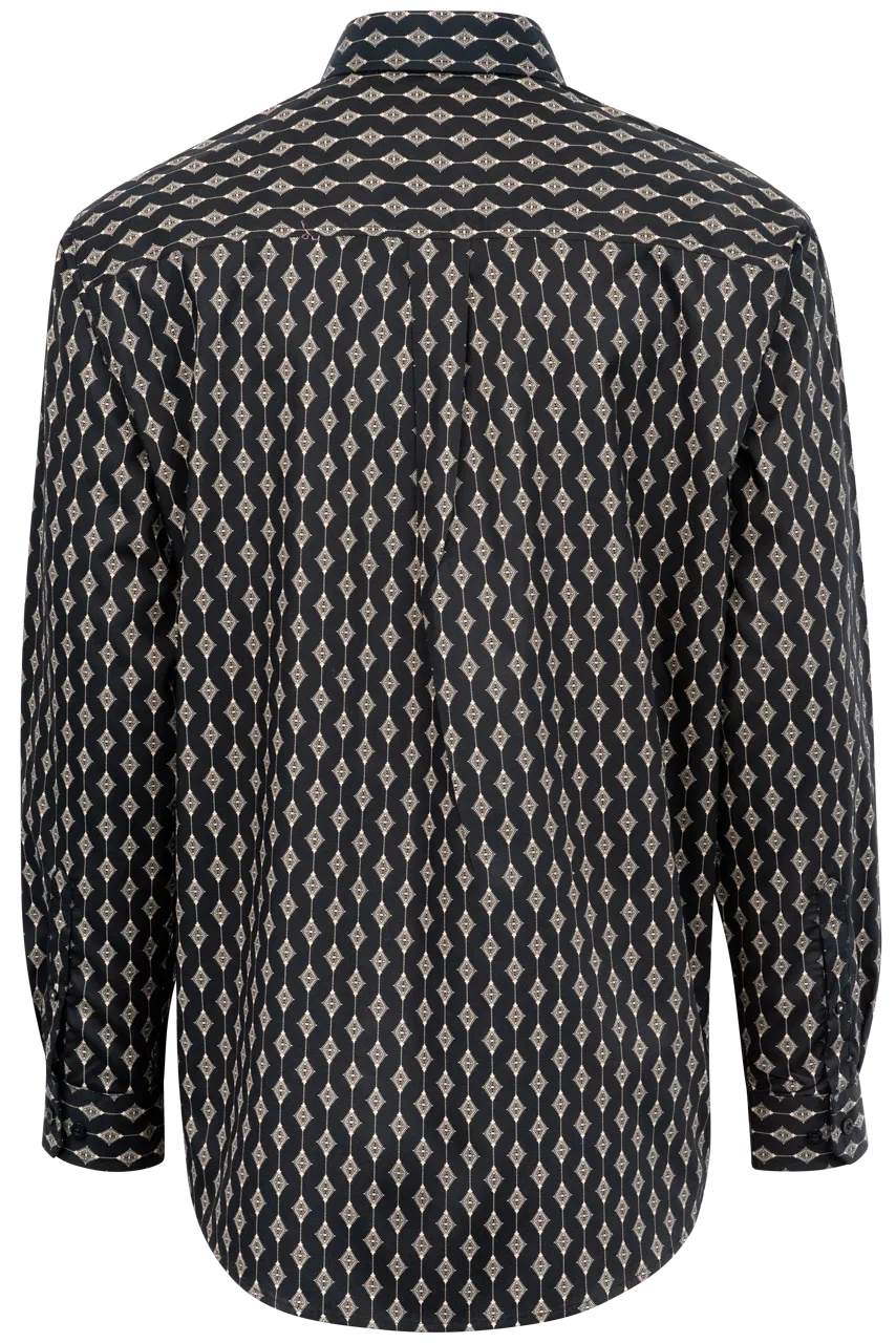 Cinch Diamond Stripe Button-Front Shirt - Black