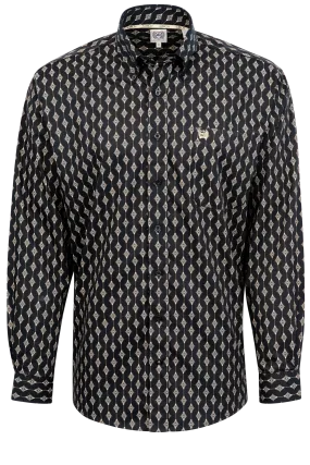 Cinch Diamond Stripe Button-Front Shirt - Black