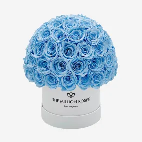 Classic White Superdome Box | Light Blue Roses