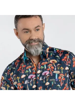 Claudio Lugli Mens Mushroom Shirt Navy Blue