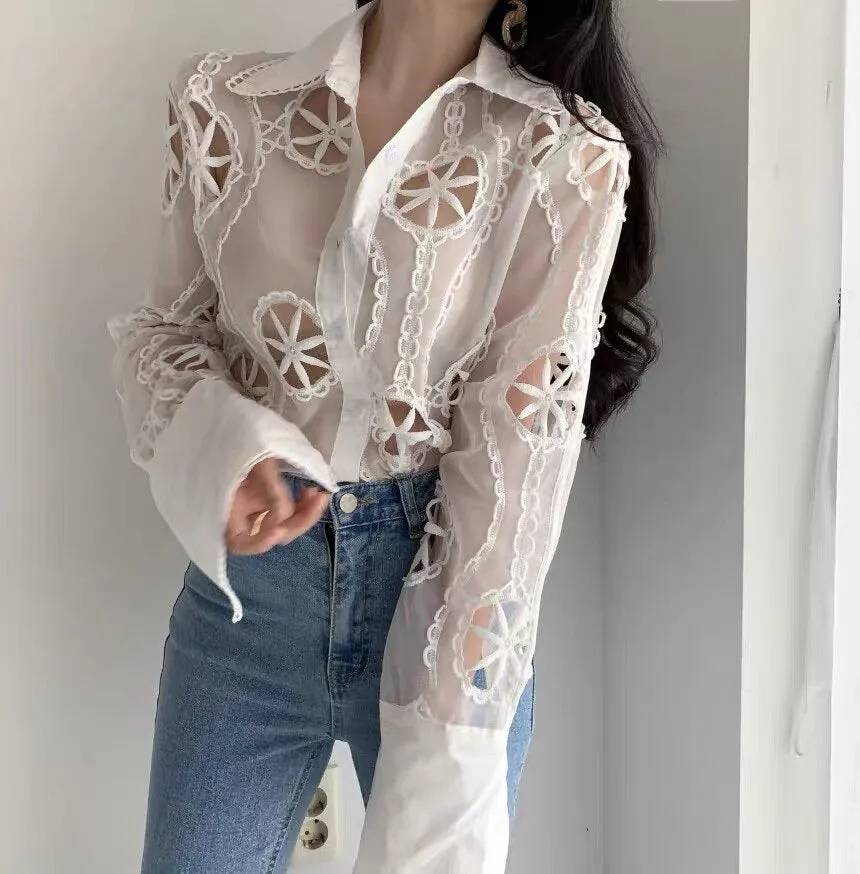 Cora Lace Hollow out Shirt