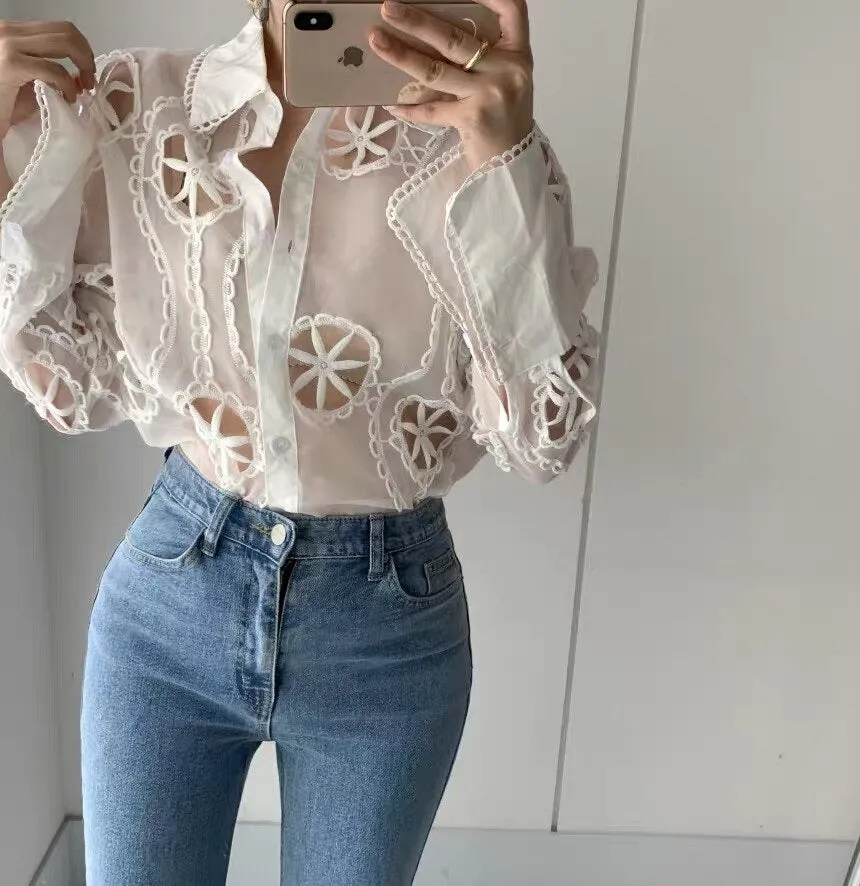 Cora Lace Hollow out Shirt