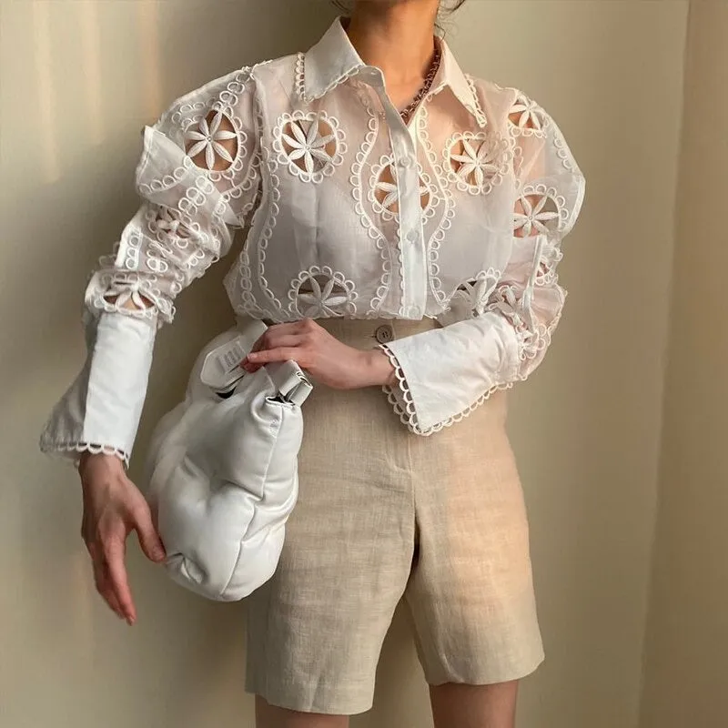 Cora Lace Hollow out Shirt