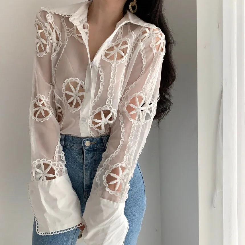 Cora Lace Hollow out Shirt