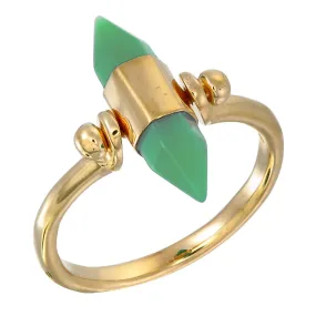 CRYSTAL POINT - SWIVEL RING - CHRYSOPRASE - GOLD