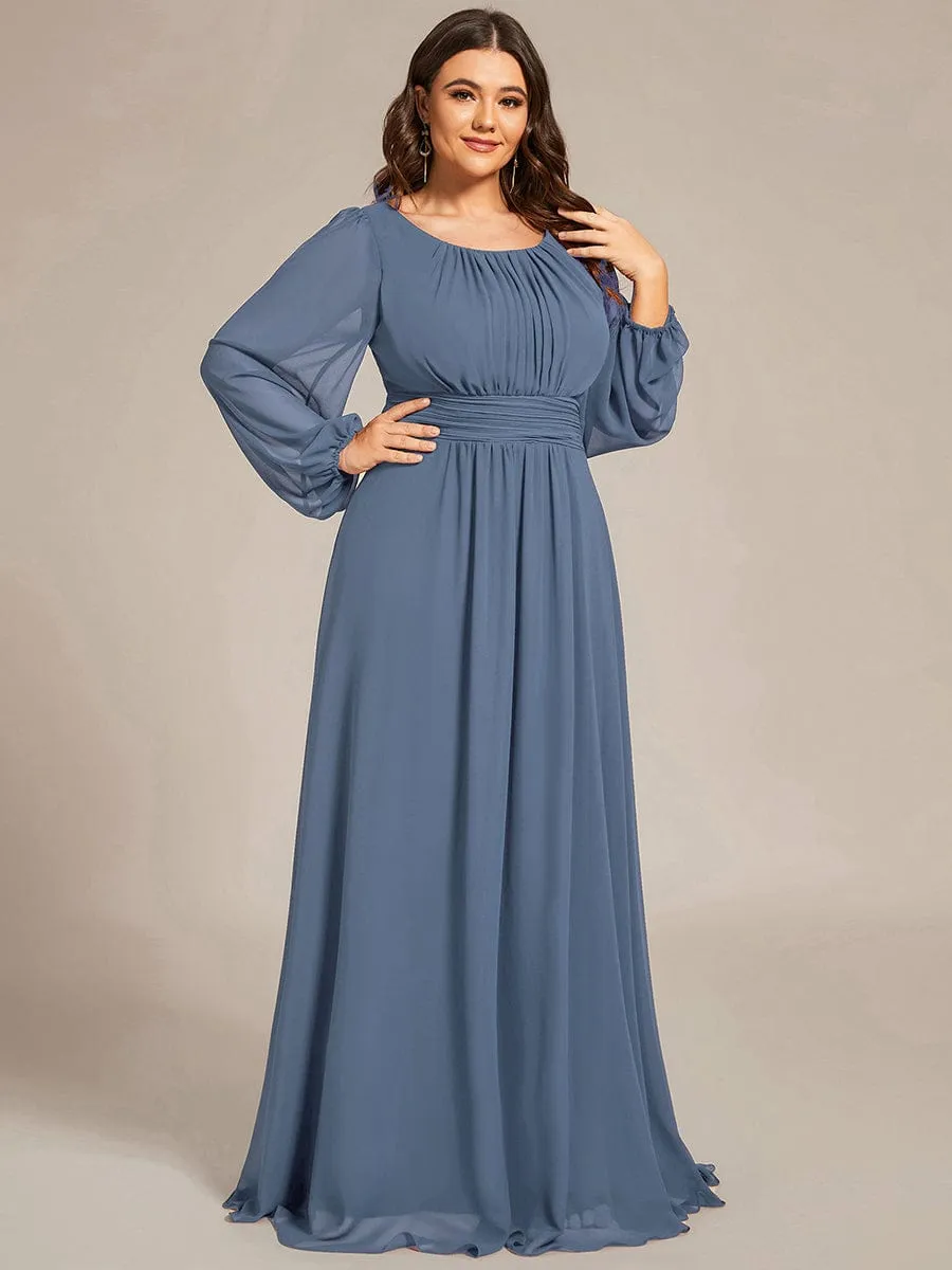 Custom Size See-Through Puff Sleeve Chiffon Bridesmaid Dress