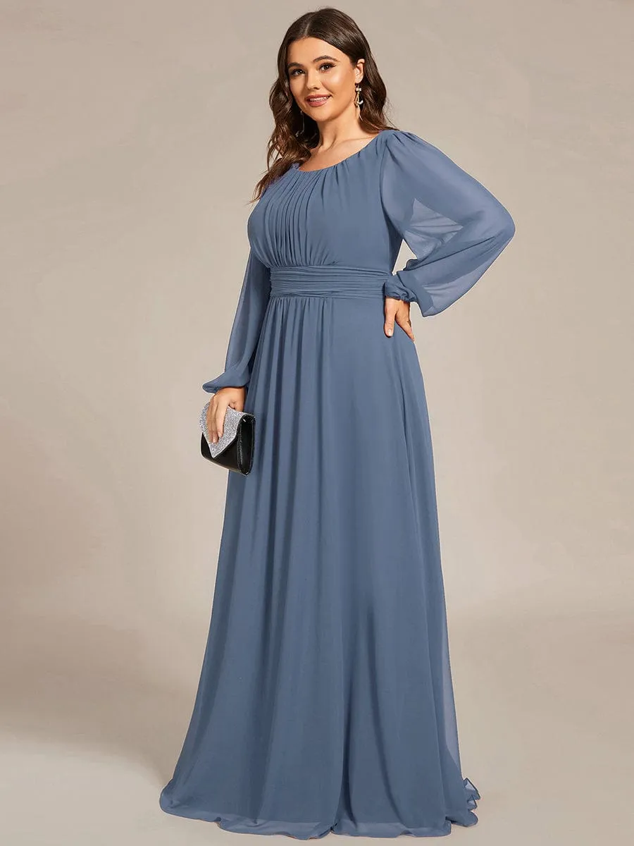 Custom Size See-Through Puff Sleeve Chiffon Bridesmaid Dress