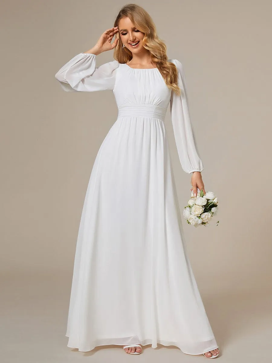Custom Size See-Through Puff Sleeve Chiffon Bridesmaid Dress