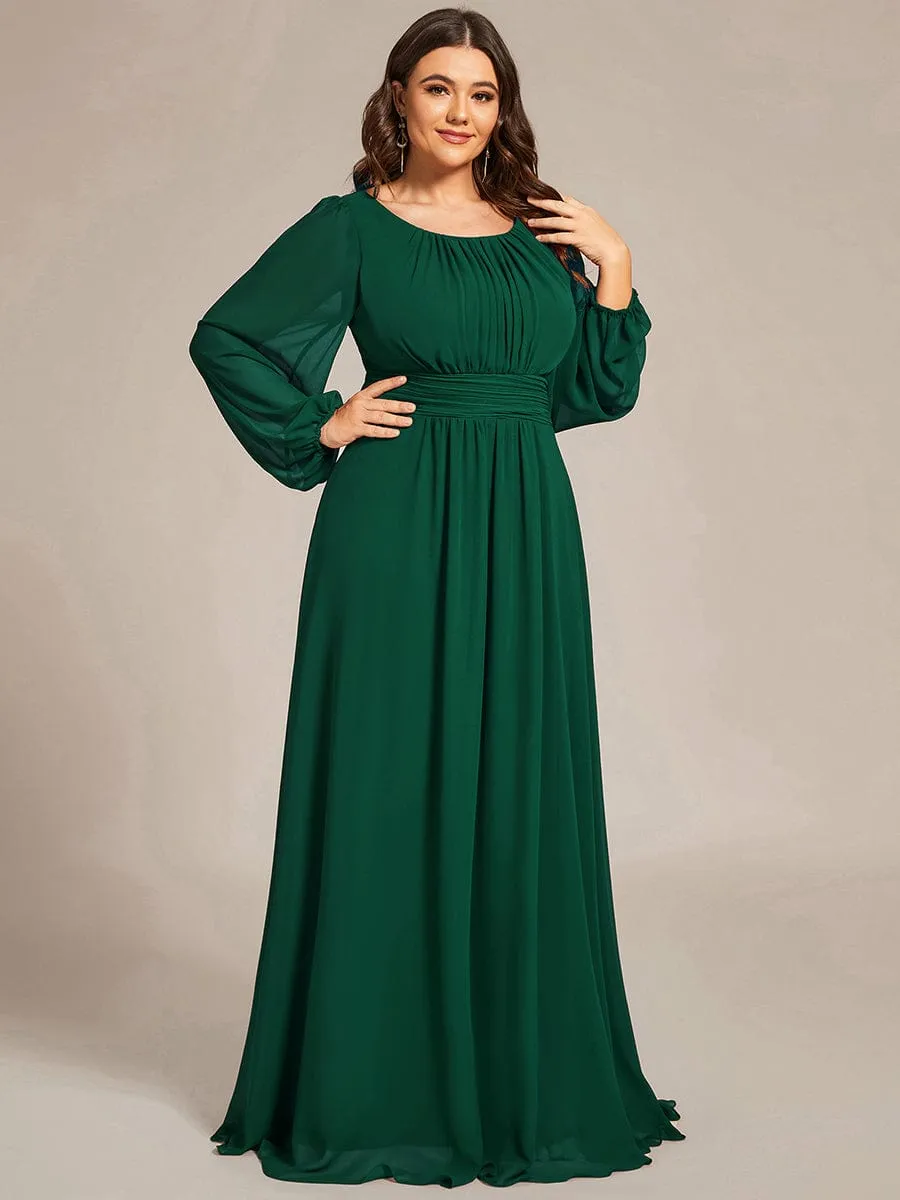 Custom Size See-Through Puff Sleeve Chiffon Bridesmaid Dress